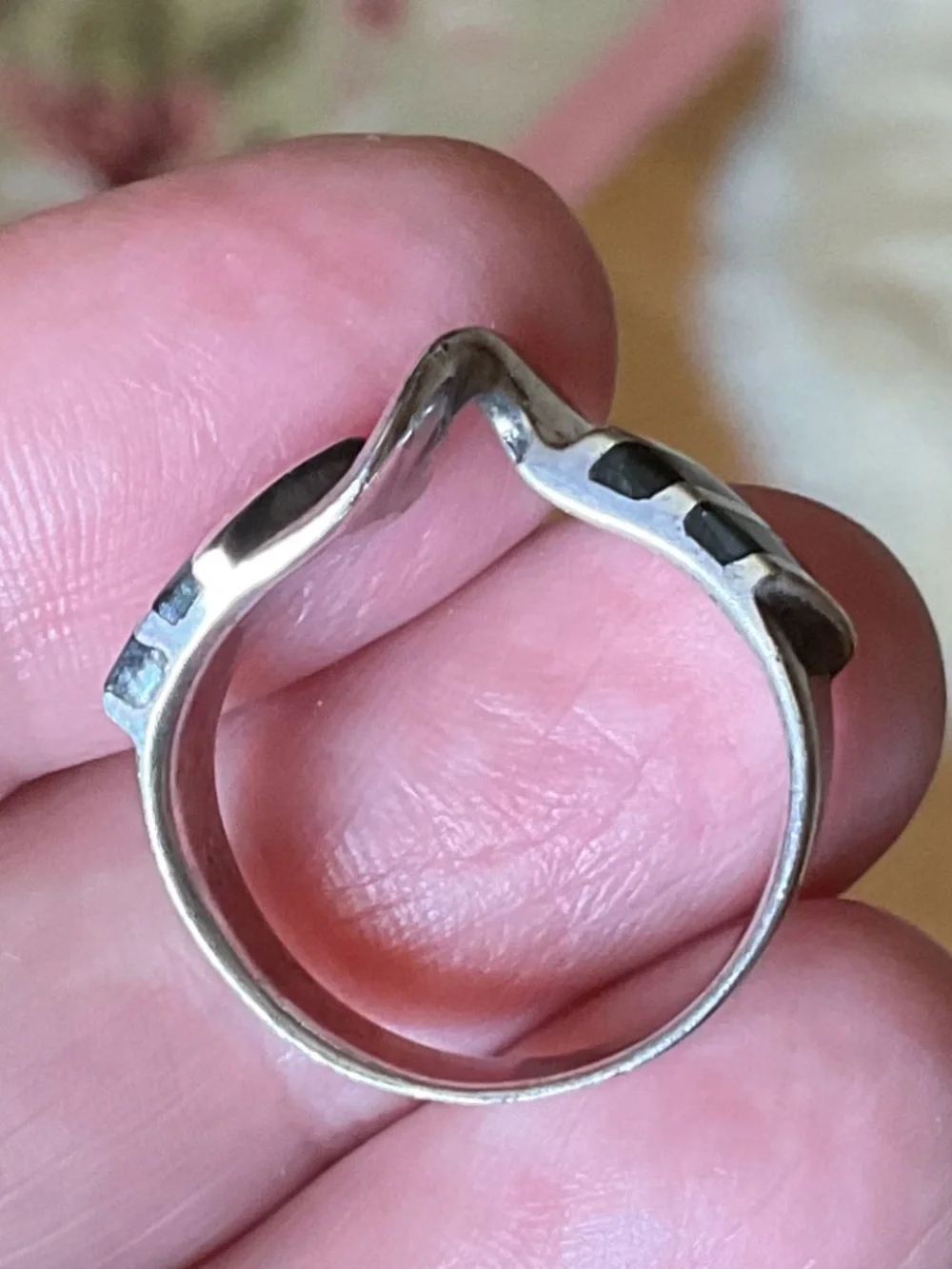 NWOT Sterling Silver 925 Black Enamel Design woman ring Size US 6.5